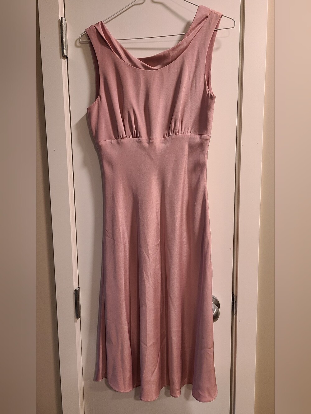 Crew 100% Silk Dusty Rose Cowl Back Midi Dress Bridesmaid Party 2 🩷